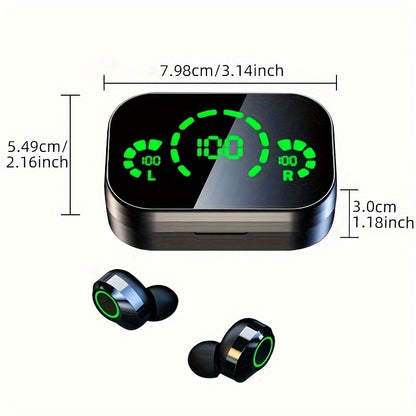 TWS Wireless Earbuds with LED Display, Noise Reduction, In-Ear Sports Gaming Headphones, Long Battery Life, High-Fidelity Sound, 2025 Model, Emergency Phone Charging Feature, 800mAh Lithium Battery, USB-C, for Android Phones,