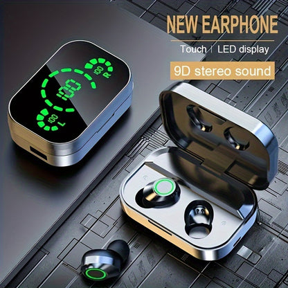 TWS Wireless Earbuds with LED Display, Noise Reduction, In-Ear Sports Gaming Headphones, Long Battery Life, High-Fidelity Sound, 2025 Model, Emergency Phone Charging Feature, 800mAh Lithium Battery, USB-C, for Android Phones,