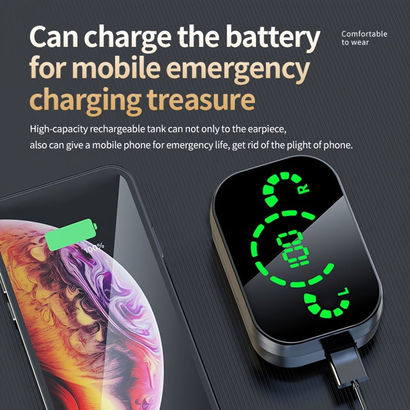 TWS Wireless Earbuds with LED Display, Noise Reduction, In-Ear Sports Gaming Headphones, Long Battery Life, High-Fidelity Sound, 2025 Model, Emergency Phone Charging Feature, 800mAh Lithium Battery, USB-C, for Android Phones,