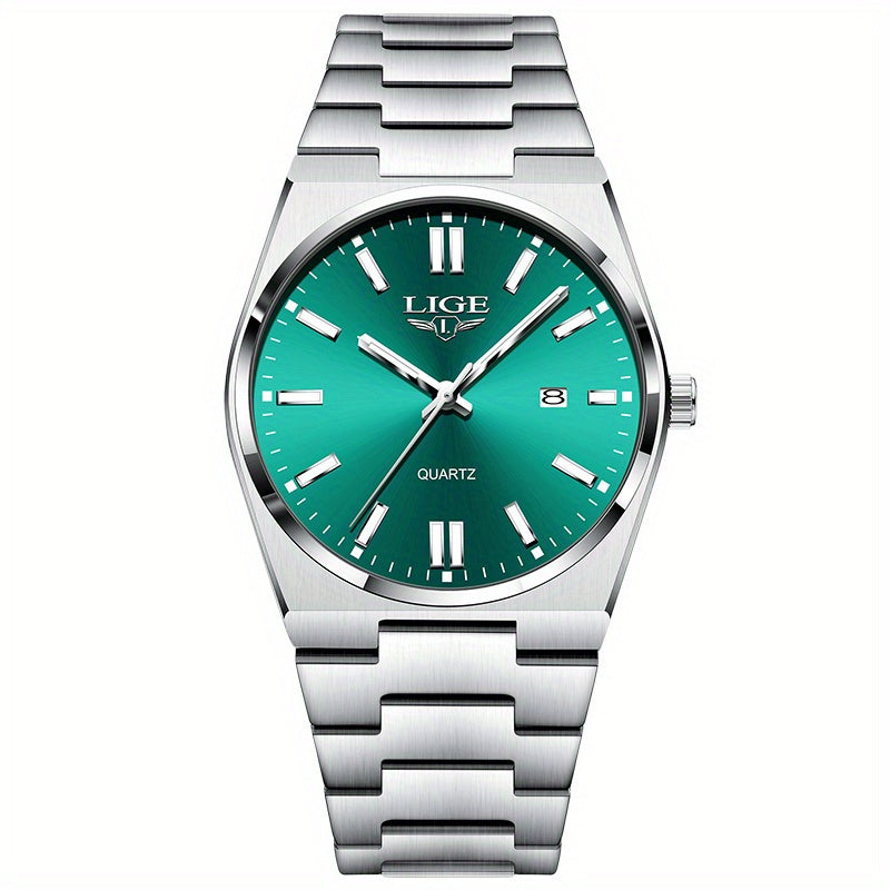 LIGE Women's Sporty Multi-Function Quartz Watch with Luminous Digital Display, Calendar & Stopwatch, Mint Green Dial, Stainless Steel Strap, High Quality for Lifestyles, Versatile Wristwatch | Sleek Watch Design | Polished Fi