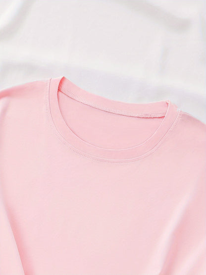 Women'S Casual Polyester T-Shirt with "Milano Italy" Letter Print, Short Sleeve Crew Neck Top, All-Season Knit Fabric Tee, Regular Length - 180gsm