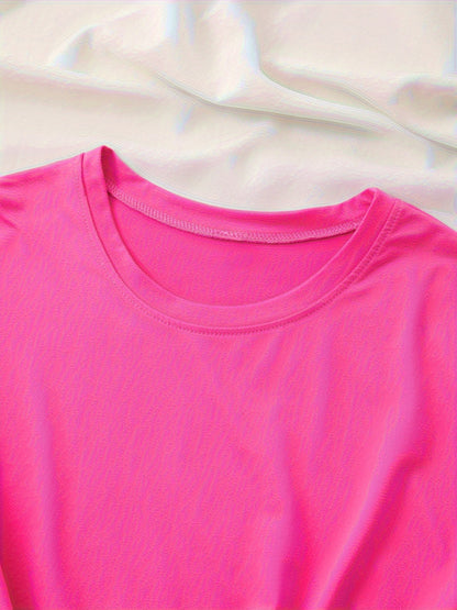 Women'S Casual Polyester T-Shirt with "Milano Italy" Letter Print, Short Sleeve Crew Neck Top, All-Season Knit Fabric Tee, Regular Length - 180gsm