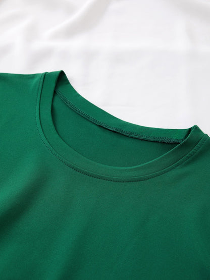 Women'S Casual Polyester T-Shirt with "Milano Italy" Letter Print, Short Sleeve Crew Neck Top, All-Season Knit Fabric Tee, Regular Length - 180gsm