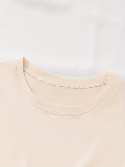 Women'S Casual Polyester T-Shirt with "Milano Italy" Letter Print, Short Sleeve Crew Neck Top, All-Season Knit Fabric Tee, Regular Length - 180gsm