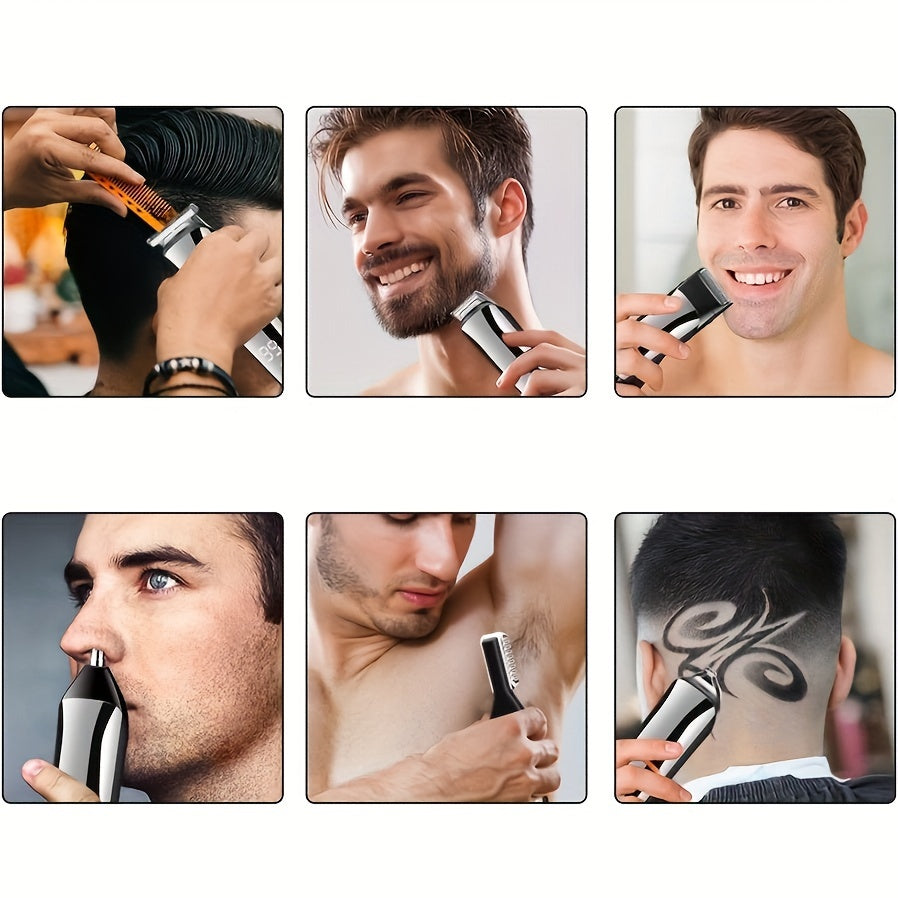 Men's Beard Trimmer Body Beard Nose Hair Trimmer, Trimmer 6in 1 Beauty Kit USB charging, Father's Day Gift