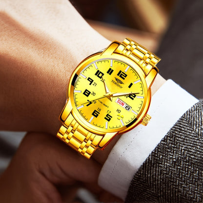 1pc New Stainless Steel with Digital Men's Watch Calendar Week Display Fashion Trend Life Travel Luminous Casual Sport Business Watch Ideal for Birthday Gifts Holiday Gifts Gifts