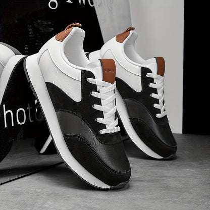Men'S Breathable Athletic Sneakers - Lightweight, Soft, Non-Slip Running Shoes with EVA Sole for Sports, Travel & Casual Wear - White & Brown Two-Tone Design, Lace-Up Low Tops, All-Season Comfort, Sports Footwear, Sleek Sport