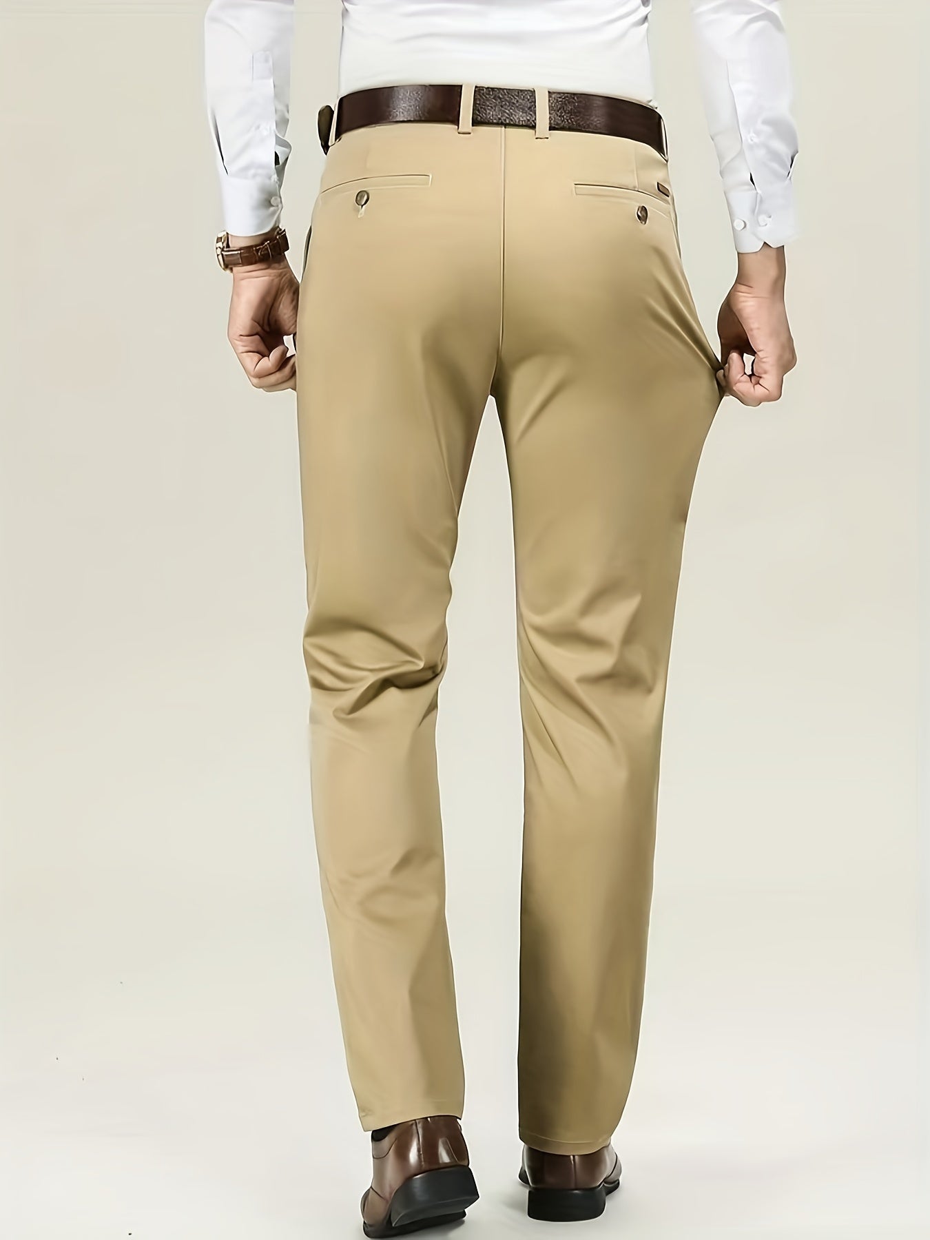 Classic Design Dress Pants, Men's Formal Solid Color Stretch Dress Pants For Business And Formal Occasions