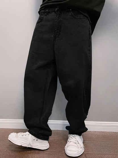 New Men'S Long Pants for Spring And Summer 2024, Light Blue Washed Denim, Loose-Fitting Casual Street Style Jeans.