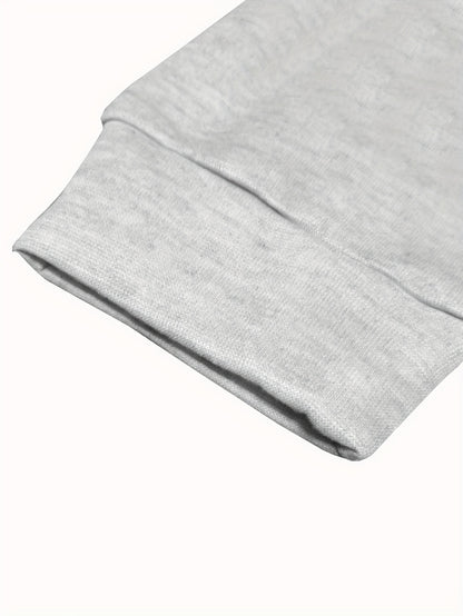 Men's Athletic Fleece Hoodie & Jogger Set - Sporty Gray with Black Accents, Zip-Up Jacket and Drawstring Pants, Polyester, Machine Washable for Fall/Winter