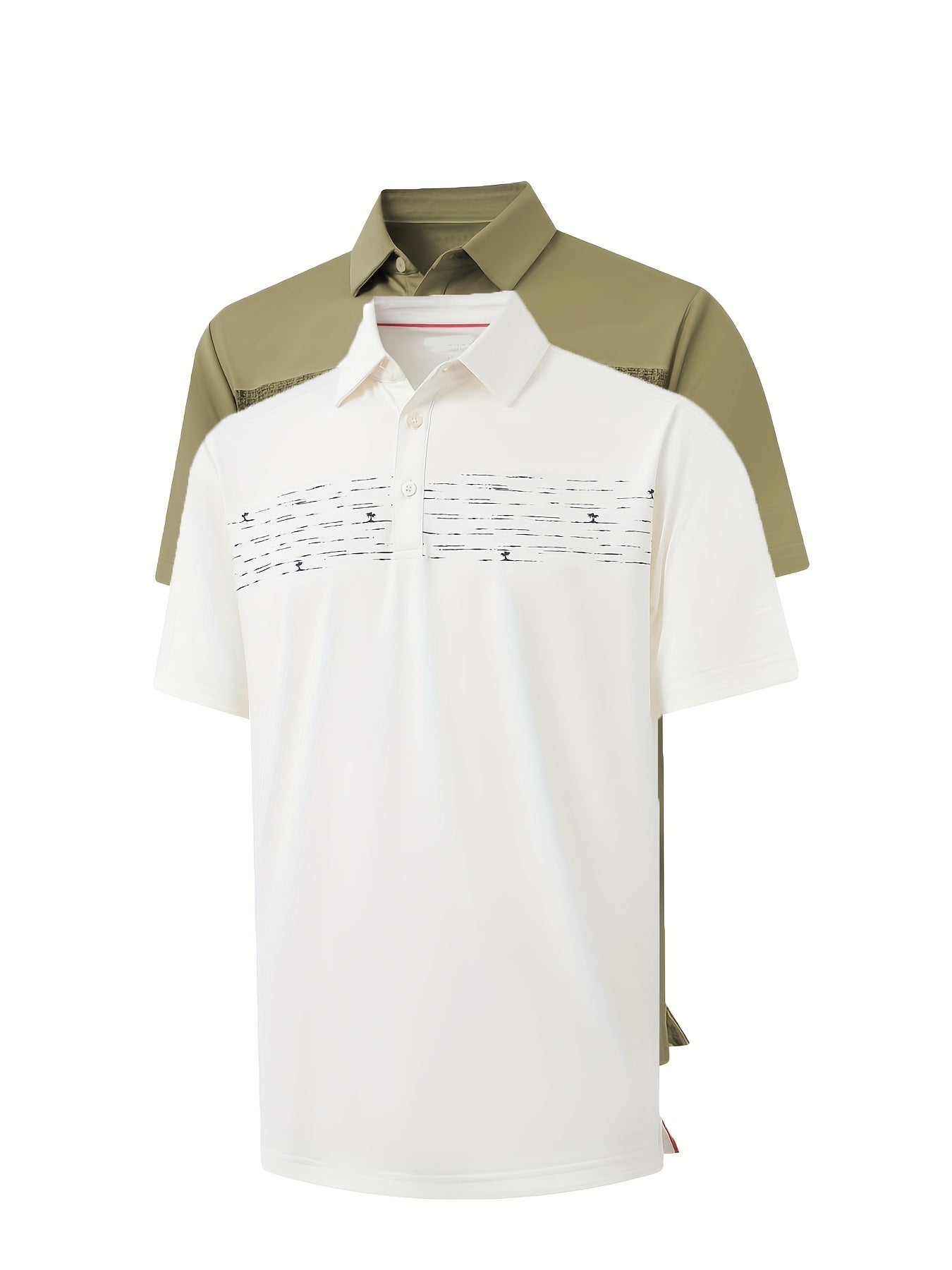 2pcs Men's Casual Shirts - Breathable, Stretch Fabric with Button Detail, Summer Wear, Men's Shirts