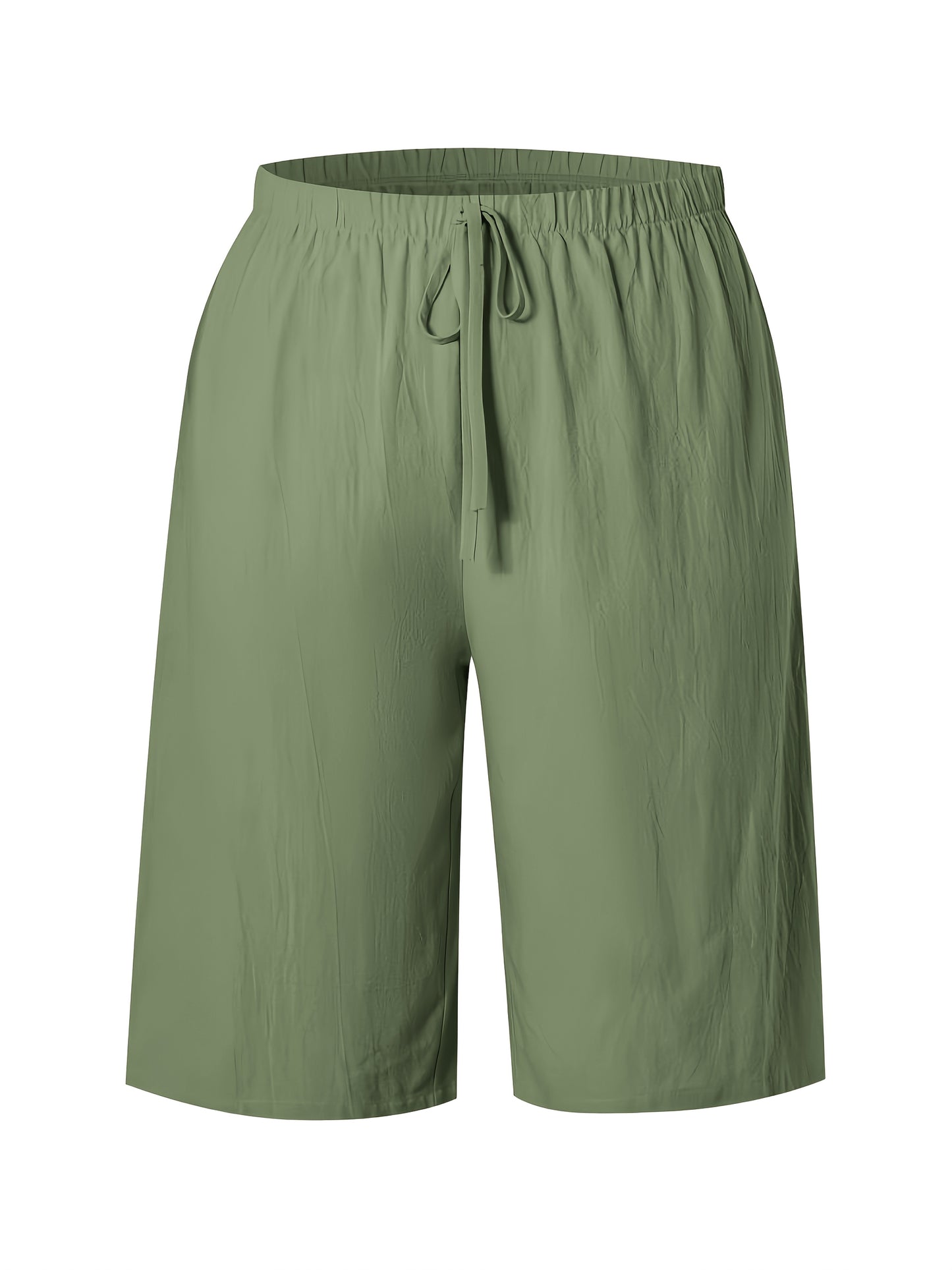 Women's Casual Solid Color Shorts with Faux Drawstring, Polyester, Machine Washable - All Seasons, Beach Pants, Leisure Style, ALL/Global/All