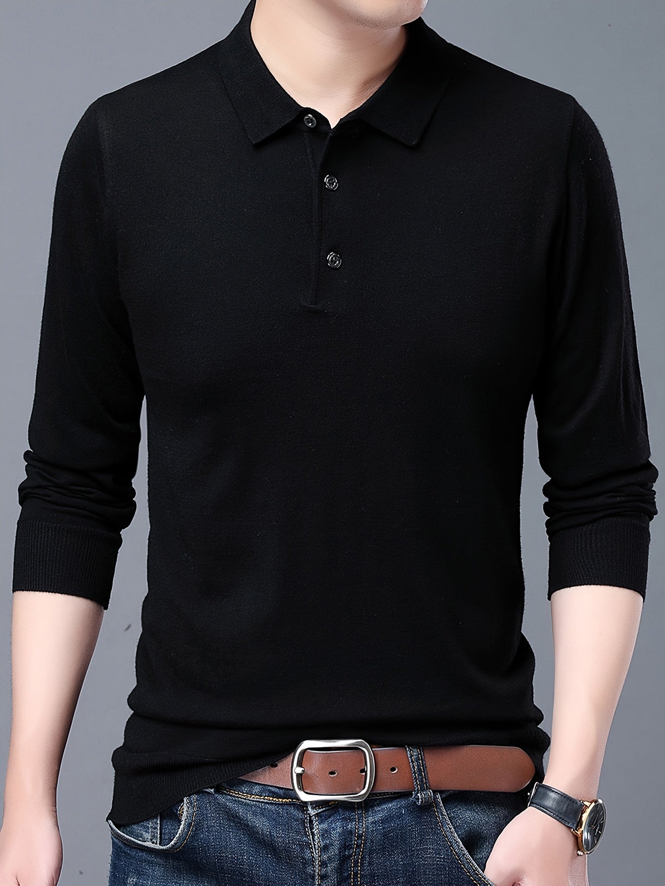 Men's 6% Wool Blend Thermal Long Sleeve Sweater Shirt - Anti-Pilling Casual Button-Up Collar Top for Layering, Soft Warm Pullover for Spring Fall Winter Outdoor & Casual Attire, Antipilling Fabric