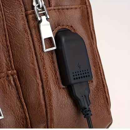 2025 New Men'S Fashion Chest Bag - Soft Faux Leather Anti-Theft Crossbody Bag with Multiple Compartments, Adjustable Strap & Zipper Closure for Gym, Travel, Casual Outings (Brown), Secure Travel Pouch, Textured Finish