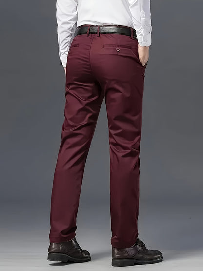 Men'S Classic Black Dress Pants - Stretchy Polyester, All-Season Comfort Fit, Regular Length, Solid Color, Allseason Pants | Stylish Dress Pants | Comfortable Fit Pants