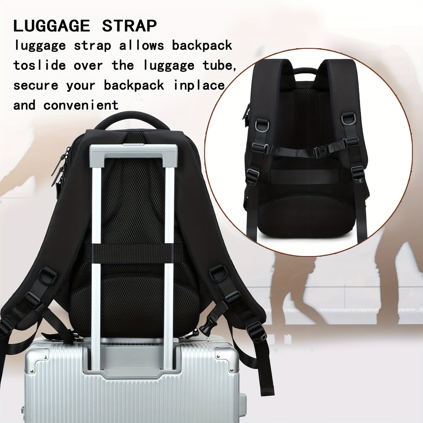 Travel Backpack for Men, Airline-Approved Carry-On Luggage, 15.6-Inch Laptop Business Bag, Weekend Leisure Hiking and Casual Daypack