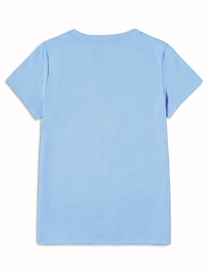 Circle Chic Butterfly Print T-Shirt - Exquisite Design, Casual Round Neck Top - Breathable and Lightweight, Perfect for Spring/Summer Wardrobe