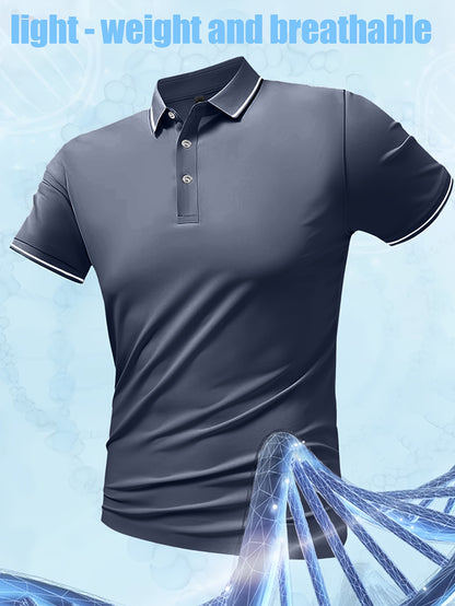 Pearson OBM Men'S Classic Breathable Knit Polyester Polo Shirt - Casual Style, Solid Color, Regular Fit with Slight Stretch, Summer Collared Top with Button Detail