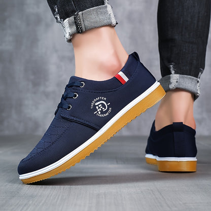 Men's Solid Color Classic Canvas Shoes, Comfy Non Slip Casual Business Style Lace Up Walking Shoes For Men's Outdoor Activities