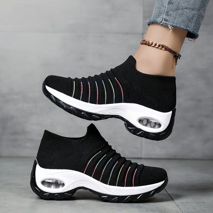 Women's Slip- Shoes - Lightweight Breathable Fabric Upper, Soft Cushioned PU Sole, Low-Top Casual Sneakers for Walking, Jogging & Casual Attire - All-Season Comfort (Black), Ladies Sneakers, Allseason Footwear, Stylish Slipon