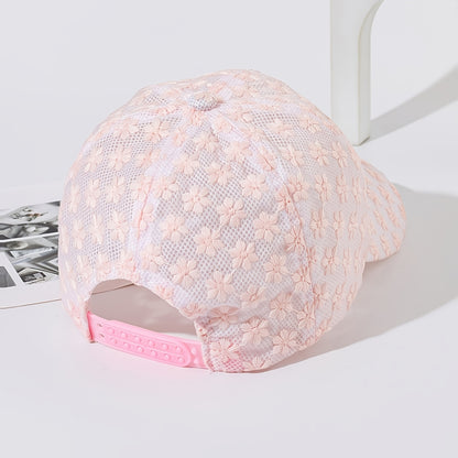 Women'S Summer White Lace Flower Baseball Cap - Breathable, Stretchy, Snap Closure, Stylish and Versatile, Hand Wash Only, Summer Cap|Stylish Headgear|Breathable Fabric