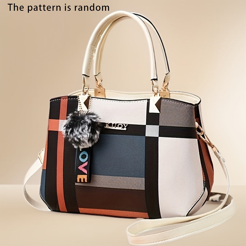 Elegant Women'S Crossbody Bag with Detachable Strap - Chic Geometric Pattern, Black Synthetic, Golden-Tone Hardware, Perfect for Casual or Formal Occasions, Versatile Handbag | Geometric Pattern Bag | Synthetic Bag, Purse Cro