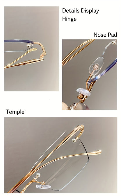 1pc Rimless Square Photochromic Glasses - Elegant & Lightweight, Color-Changing Lenses for Indoor/ Use, Ideal for Daily Wear, School, Business, & Special Occasions, Non-Prescription, Perfect Gift
