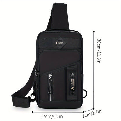 1pc Men's New Large Capacity Bag, Multilayer Storage Crossbody Bag, Trendy Fashion Chest Bag