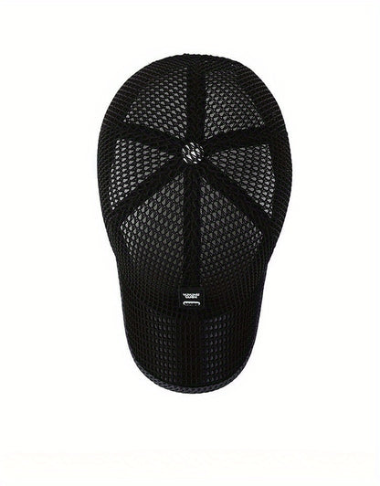 2pcs Unisex Quick-Dry Mesh Baseball Caps - Breathable, Adjustable Summer Sun Hats with Large Brims for Outdoor Activities, Black & Gray Textured Design