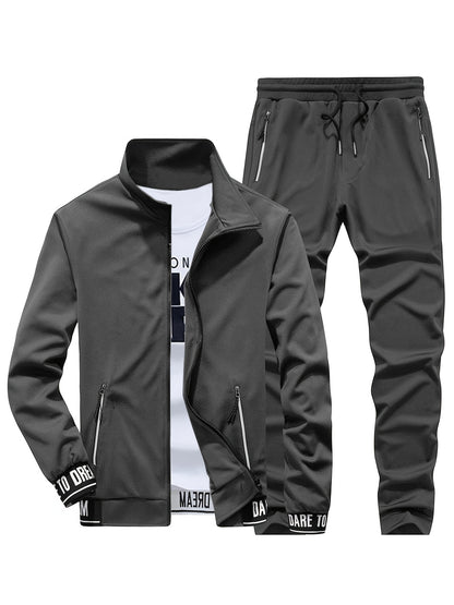 Spring and Autumn Men's Stand Collar Sports Casual Pants Suit