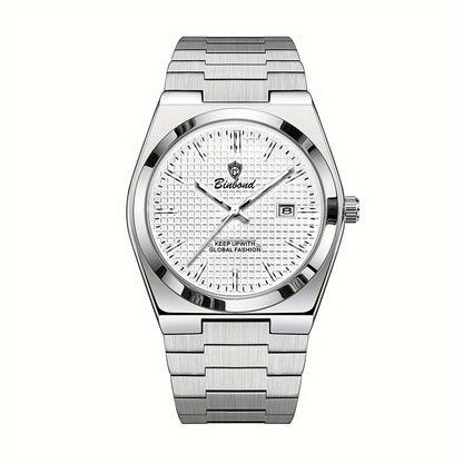 BINBOND Men's Classic Waterproof Quartz Watch with Stainless Steel Band, Luminous Dial & Date Feature - Perfect for Business or Casual Wear, Cool And Handsome Style