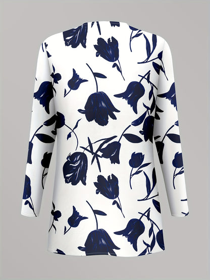 New Fashionable Elegant Simple Casual Women'S Printed Shirt Pants Jacket Set Three-Piece