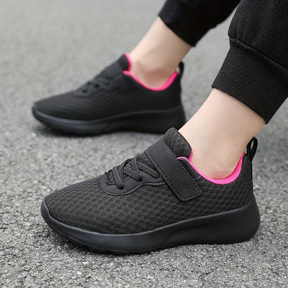 Girls' Fashionable Mesh Running Footwear, Casual Athletic Style, 28-40 Sizes, Magenta Accent, EVA Sole, PU Insole, for Spring/Fall