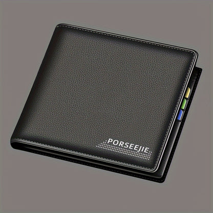 Men's PU Leather Wallet with Coin Pouch, Casual Style, Large Capacity, Ideal for Travel and Gifts - 1 Piece