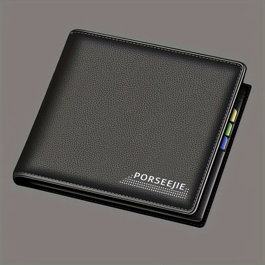 Men's PU Leather Wallet with Coin Pouch, Casual Style, Large Capacity, Ideal for Travel and Gifts - 1 Piece
