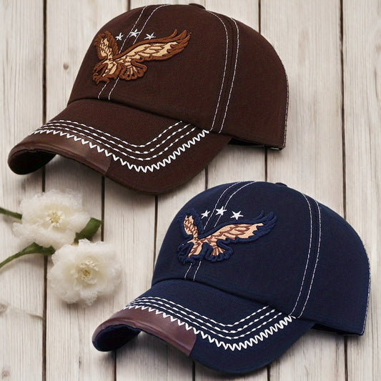 2pcs Eagle Style Fashion Trendy Baseball Cap Sports Cap Suitable for Outdoor Sports Gift for Friends Family - Acrylic Fabric, Square Gram Weight 100g/㎡