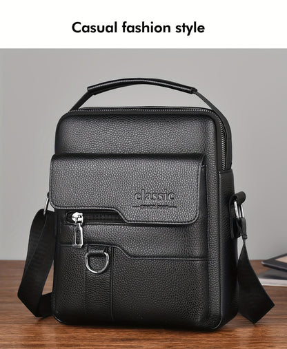 New Men's Crossbody Bag Messenger Bag with Mahogany Pattern Large Capacity Design PU Material Men's Casual Retro Adjustable Shoulder Bag for Going Out Valentine's Day Gift for Husband or Boyfriend
