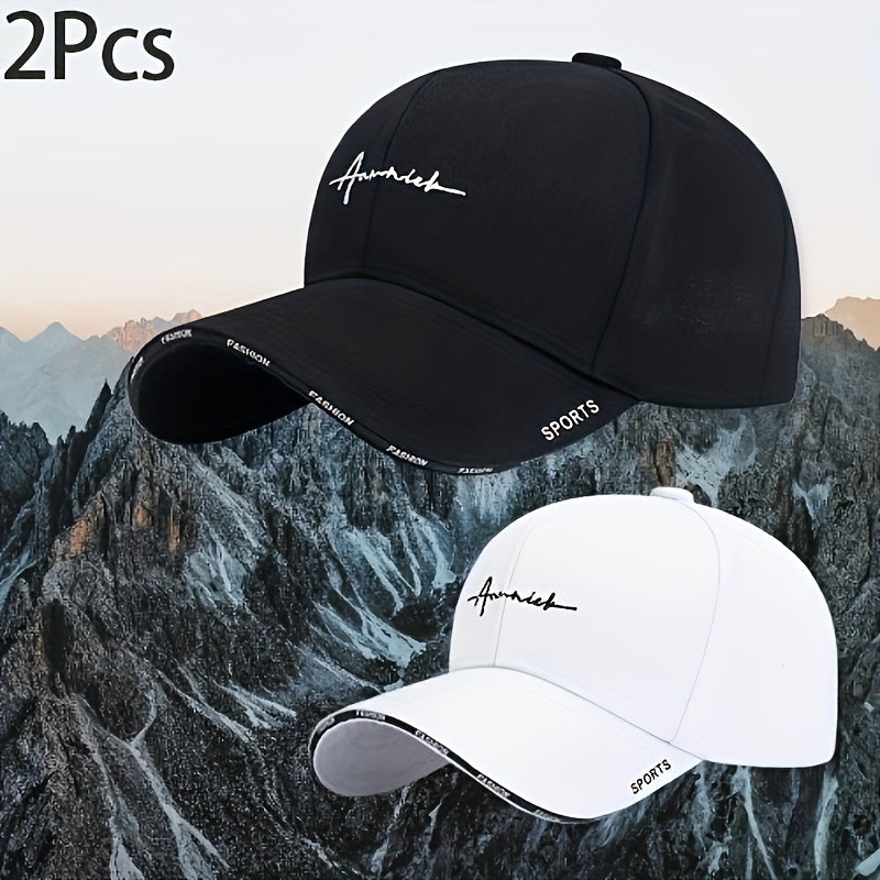 Set of 2 Custom Embroidered Baseball Caps, Breathable Sports Baseball Caps for Men And Women