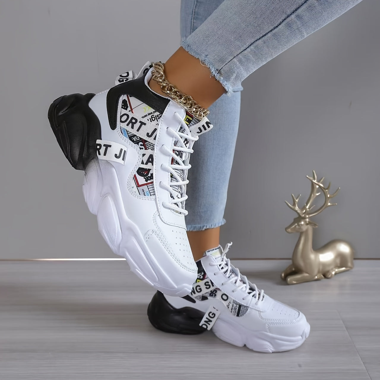 Women's Fashion Thick-Soled Sneakers, Street Style Breathable Casual Shoes for All Seasons