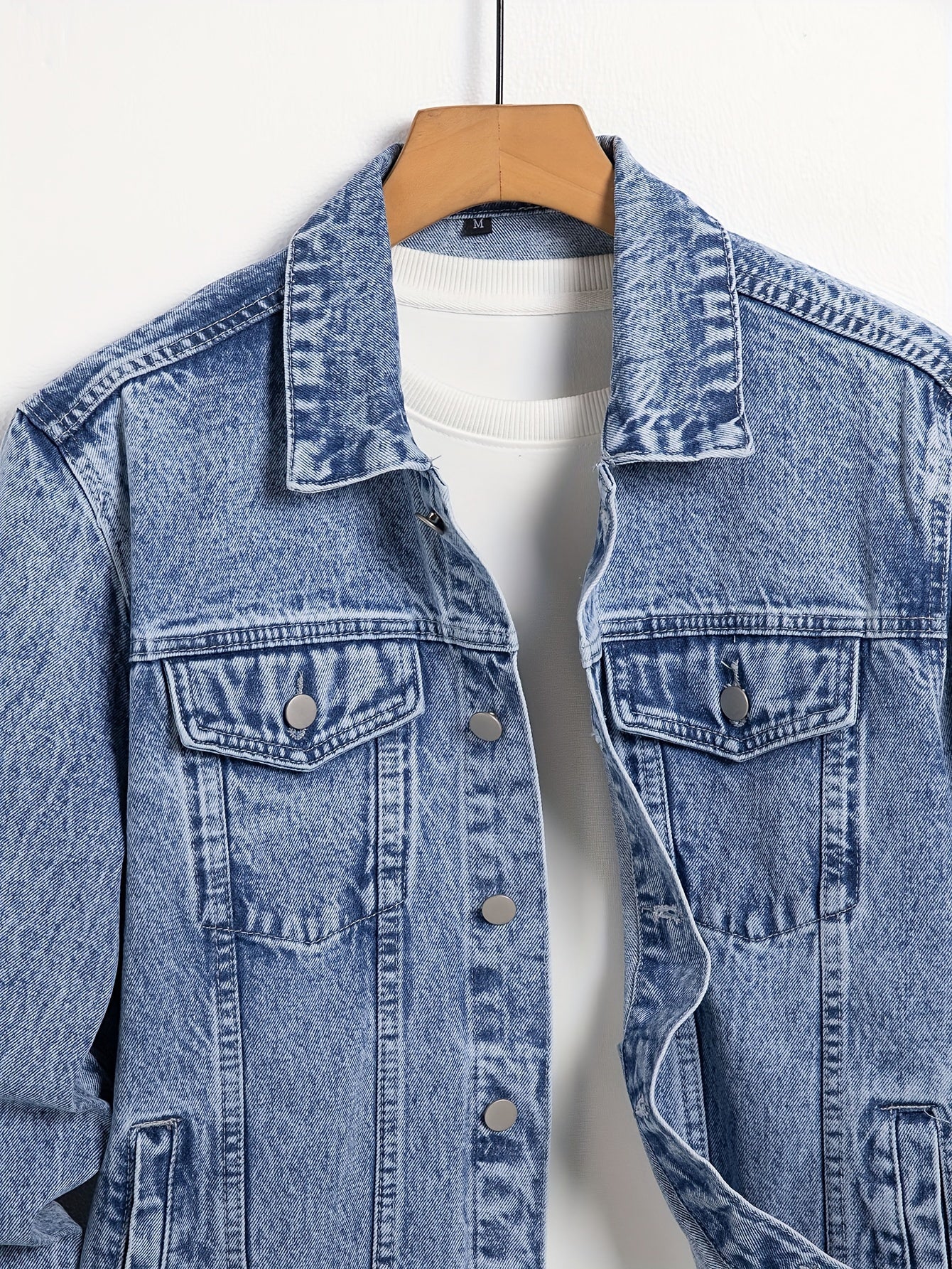 Men's Denim Jacket, Turn-Down Collar, Regular Fit Classic Design Denim Coat For Spring & Autumn