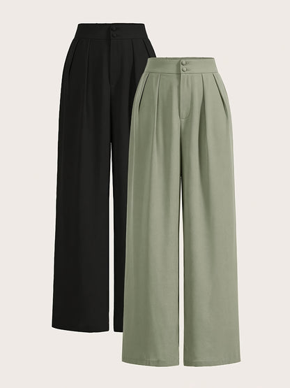 Two-piece Set of High-waisted Wide-leg Pants