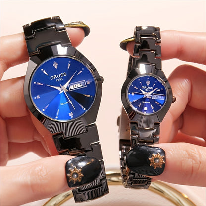2pcs lovers watch personality chic unique trend fashion all durable handsome business sports Men's watch atmospheric delicate small gentle Women's watch