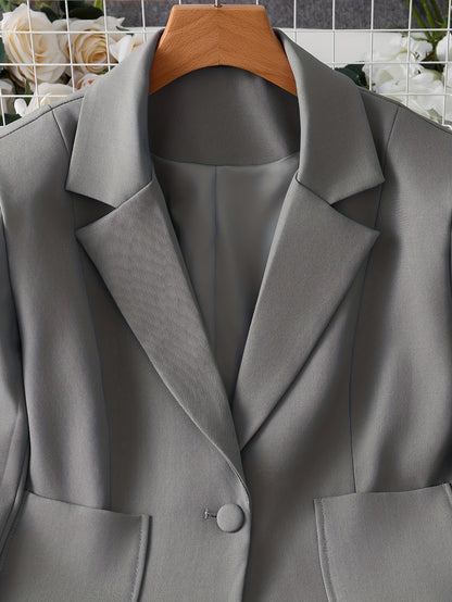 BK052044 Elegant Suit Jacket and Waist-Tie Loose Straight-Leg Wide-Leg Pants Women's Two-Piece Suit