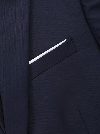 2pcs Men's Elegant Business Casual Suit Set - Includes Classic Lapel Blazer & Dress Pants, Polyester/Rayon Blend, with Pockets - Perfect for Weddings & Formal Occasions