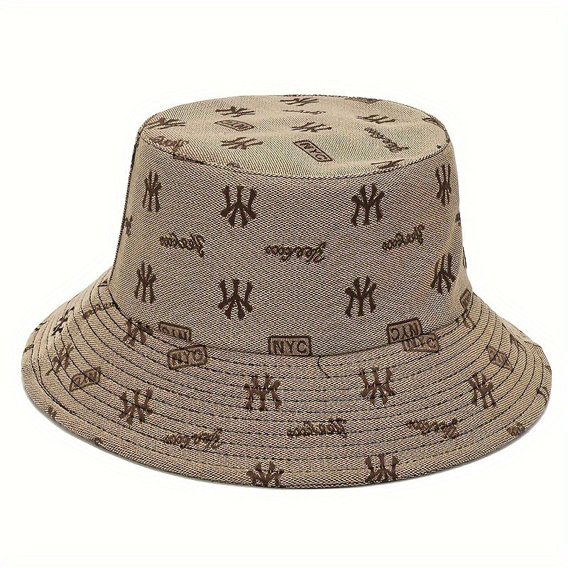1pc Unisex Trendy Bucket Hat With Letters Pattern, Sun Protection Casual Hat, Suitable For Daily Wear And Vocation