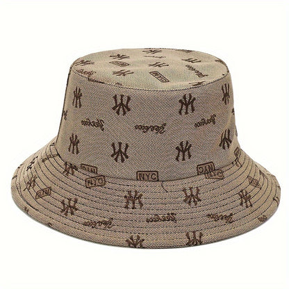 1pc Unisex Trendy Bucket Hat With Letters Pattern, Sun Protection Casual Hat, Suitable For Daily Wear And Vocation