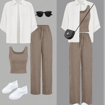 Women's Casual Summer 3pcs Pants Set