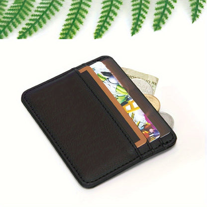 1pc Sleek Black Faux Leather Card Holder - Ultra-Slim, Multi-Slot Design, Compact Wallet with Secure Snap Closure for Everyday Use