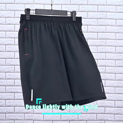 3-Pack Men'S Fashion Sports Casual Shorts, 97% Polyester 3% Elastane, Solid Color, Zipper Detail, Woven Fabric, Slight Stretch, Loose Fit, 117g/m² Weight