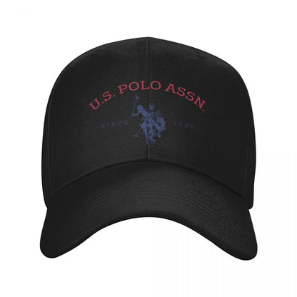 U.S. Polo Assn. Since 1890 - Adjustable Baseball Cap with Sun Protection, Classic Sporty Style, 1pc White Polyester Hat with Red & Blue Print, Perfect for Casual Outdoor Activities, Ideal Gift for Men and Wome